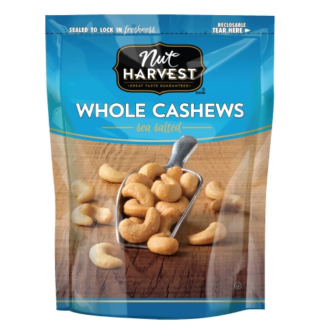 Nut Harvest Sea Salted Whole Cashews 2.25oz Bag thumbnail