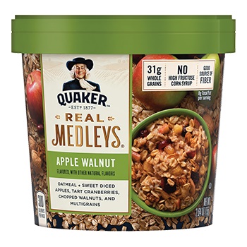 Quaker Apple Walnut Oatmeal Medleys Cup thumbnail