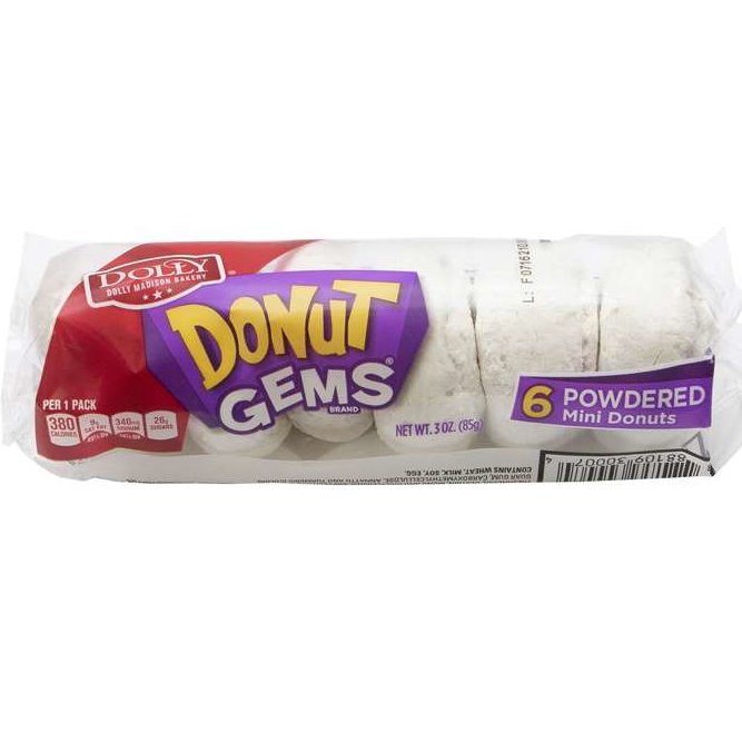 Dolly Madison Donut Mini Powdered Sugar Snack Size 6ct thumbnail