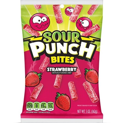 Sour Punch Bites Strawberry Peg Bag 5oz thumbnail