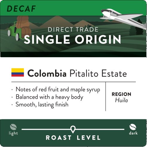 Roasterie Colombian Decaf 2.5oz Packet thumbnail