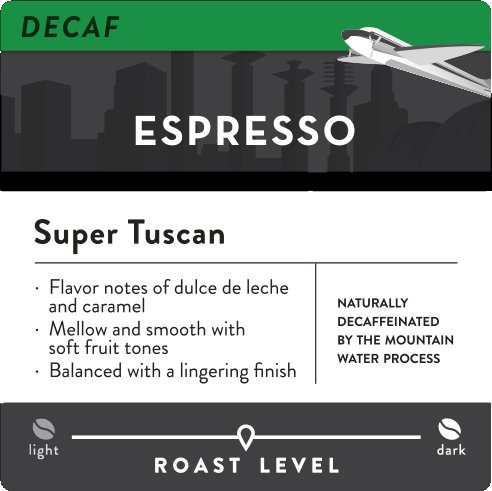 KC Roasterie Super Tuscan Espresso Decaf Whole Bean 5lb thumbnail