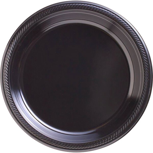 6" Black Plastic Plate 180ct thumbnail