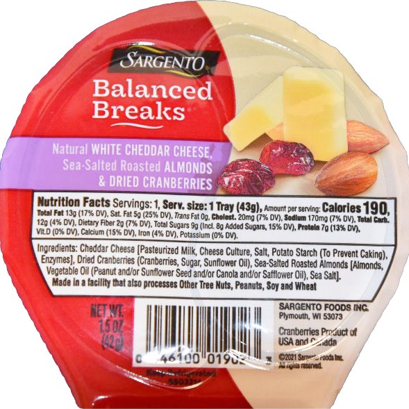 Sargento Balance Breaks White Cheddar Almonds Cranberry 1.5oz thumbnail