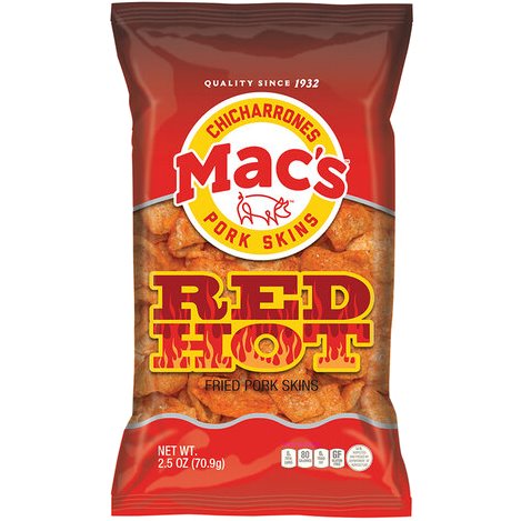 Mac's Chicharrones Pork Skins Red Hot thumbnail