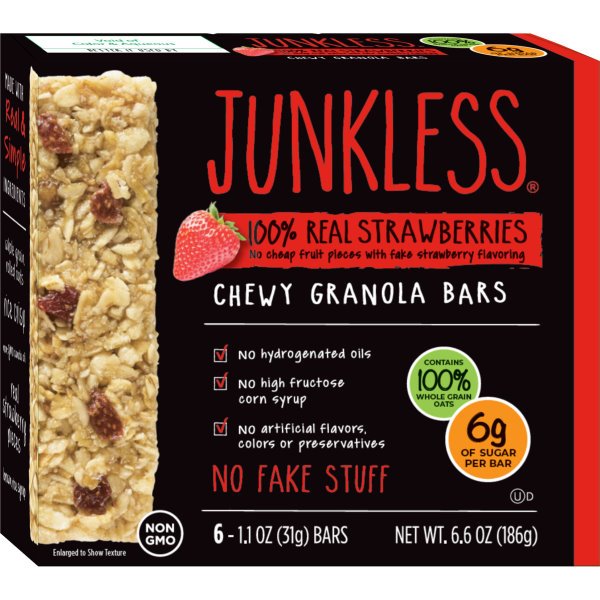 Junkless 100% Real Strawberry Chewy Granola Bar 1.1oz 48ct thumbnail