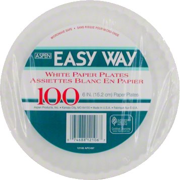 6" Aspen Easy White Paper Plates 100ct thumbnail