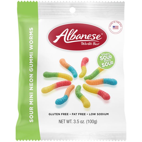 World Best Sour Mini Neon Gummi Worms 3.5oz thumbnail