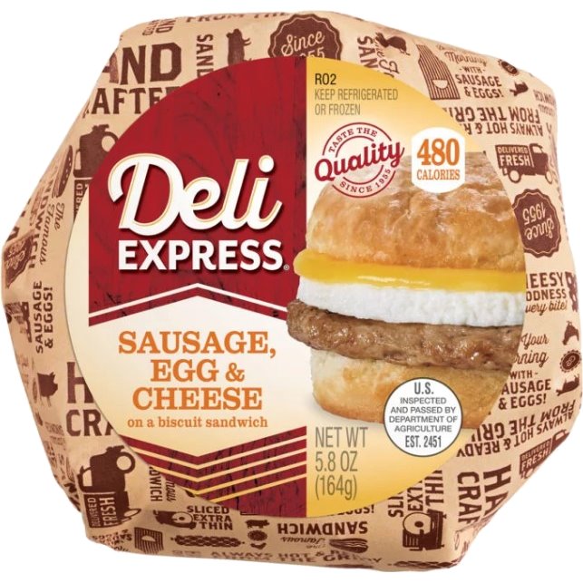 Deli Express Sausage Egg & Cheese Biscuit Americraft Coffee and Tea