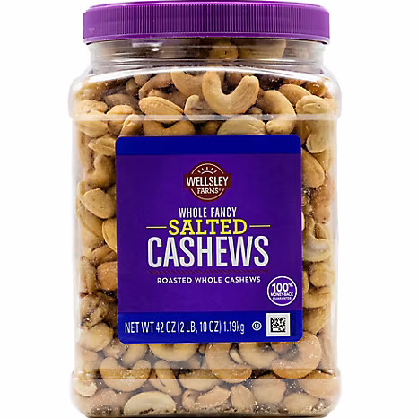 Wellsley Farms Roasted Whole Cashews 48oz thumbnail