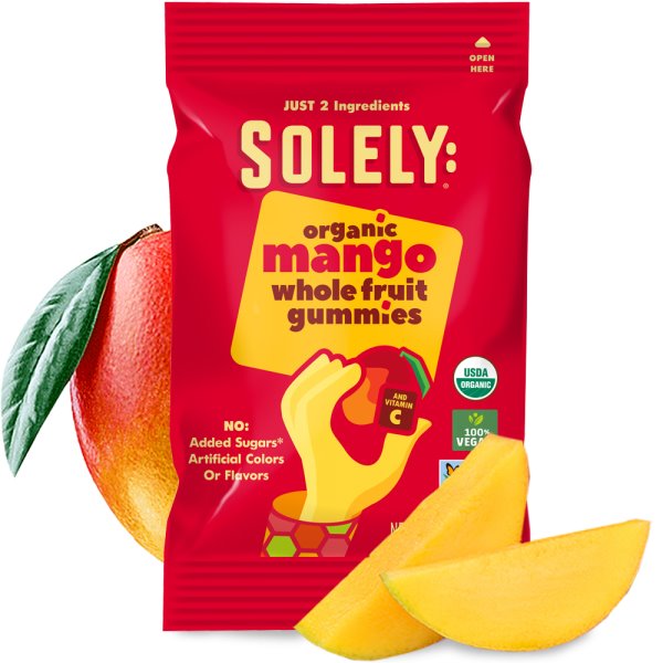 Solely Organic Mango Whole Fruit Gummies 1oz thumbnail