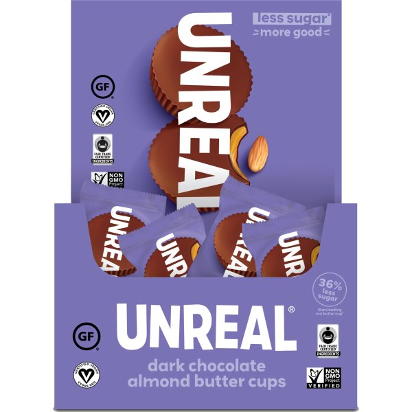 UNREAL Mini Dark Chocolate ALMOND Butter Cups 0.53oz thumbnail