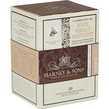 Harney Wrapped Sachet White Vanilla Grapefruit Tea Bags thumbnail