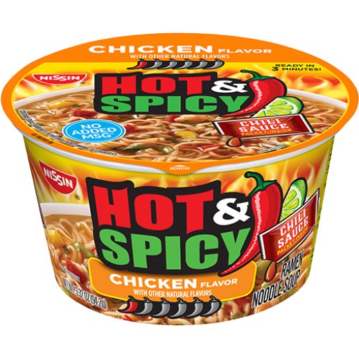 Nissin Hot & Spicy Noodle Bowl 3.32 oz thumbnail