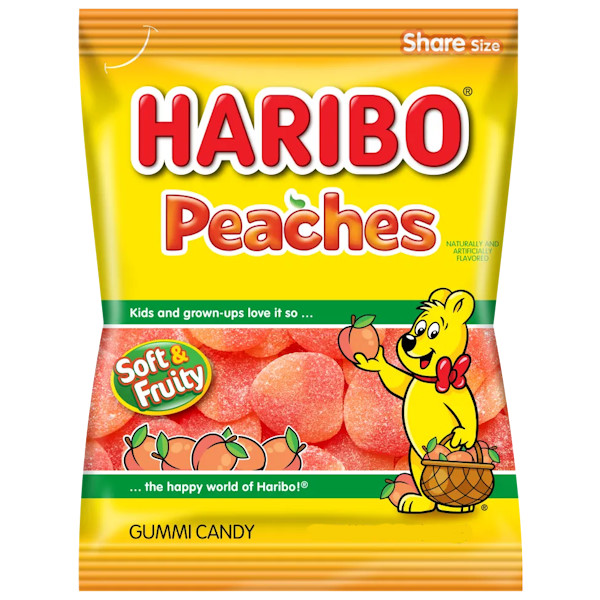 Haribo Peaches Gummy Candy 4oz thumbnail