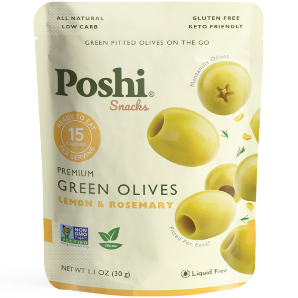 Poshi Olives Green Pitted Lemon & Rosemary 1.1 oz thumbnail