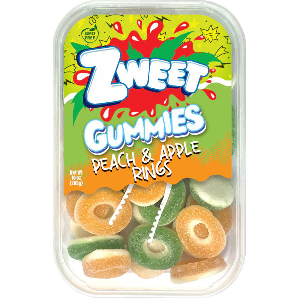 Zweet Gummy Peach and Apple Rings 10oz thumbnail