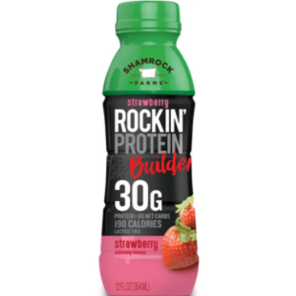 Shamrock Strawberry Rockin Protein Builder Milk 12oz thumbnail