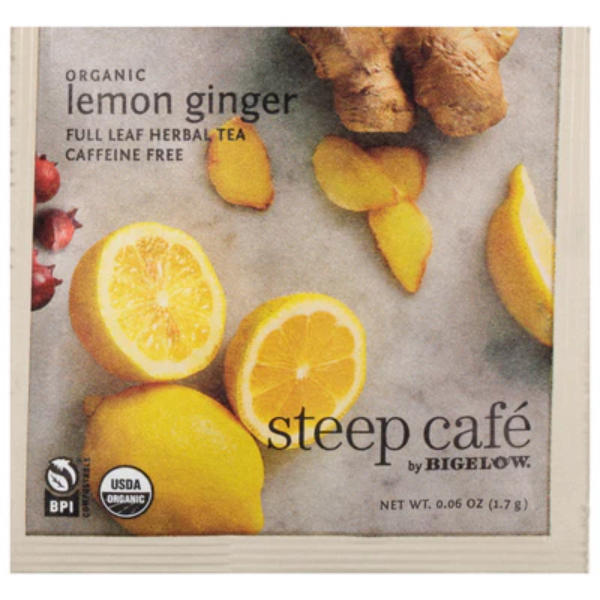 Bigelow Steep Cafe Organic Lemon Ginger Herbal Tea 50ct thumbnail