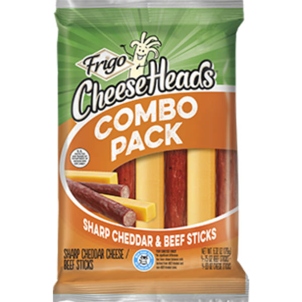 Frigo Cheese Heads Combo Pack Sharp Cheddar and Beef Sticks 1.58oz thumbnail