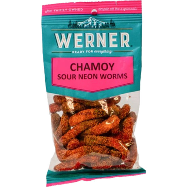 Werner Chamoy Sour Neon Worms 6oz Bag thumbnail