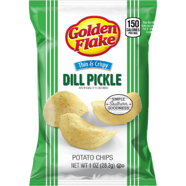Golden Flake Thin & Crispy Dill Pickle Chips Regular 1oz Bag thumbnail