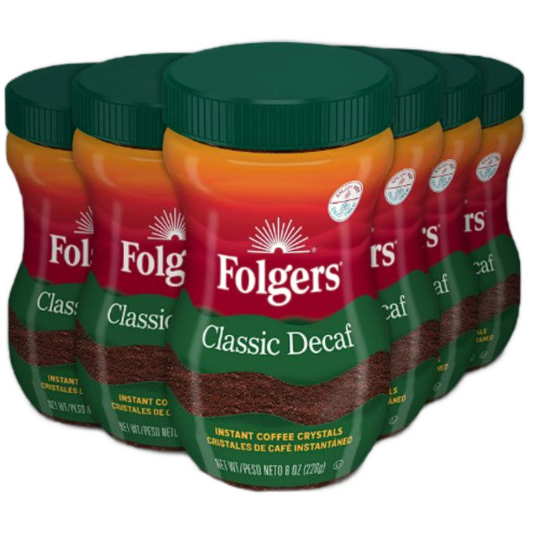 Folgers Classic Decaf Instant Coffee 6/8oz Jar thumbnail