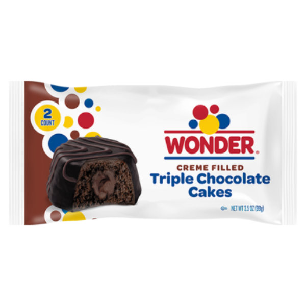 Wonder Creme Filled Triple Chocolate Cakes 3.5oz thumbnail