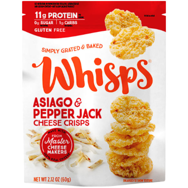 Whisp's Asiago and Pepper Jack Cheese Crisps 2.12oz thumbnail