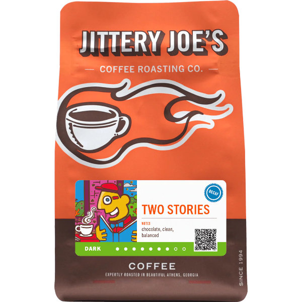 Jittery Joe's Two Stories Decaf 12oz bag - Whole Bean thumbnail