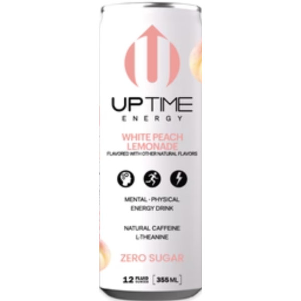 UpTime White Peach Lemonade Sugar Free Energy 12oz thumbnail