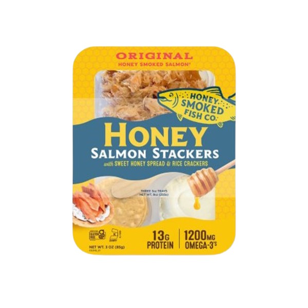 Honey Smoked Fish Salmon Stackers Original 3oz thumbnail